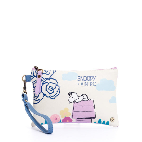 MINI COSMETIQUERA PARA MUJER RUANDA FLORES SNOOPY EN CUERO VEGANO