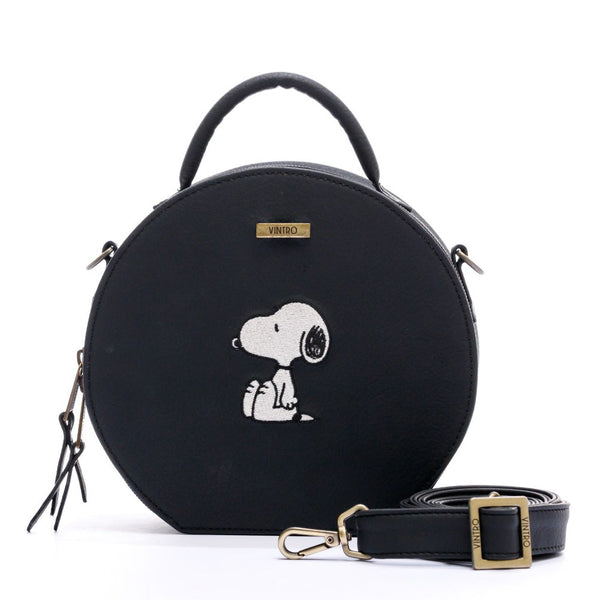 MANOS LIBRES PARA MUJER SUIZA NEGRO SNOOPY EN CUERO VEGANO