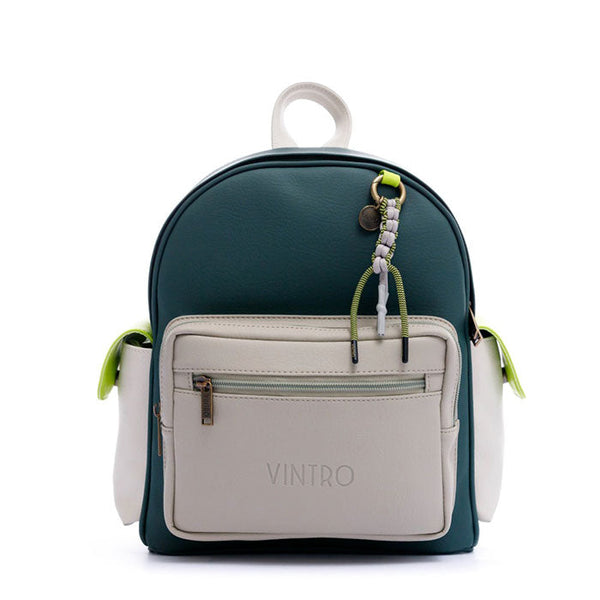 BACKPACK PARA MUJER NOMAD VERDE EN CUERO VEGANO CON BOLSILLO POSTERIOR